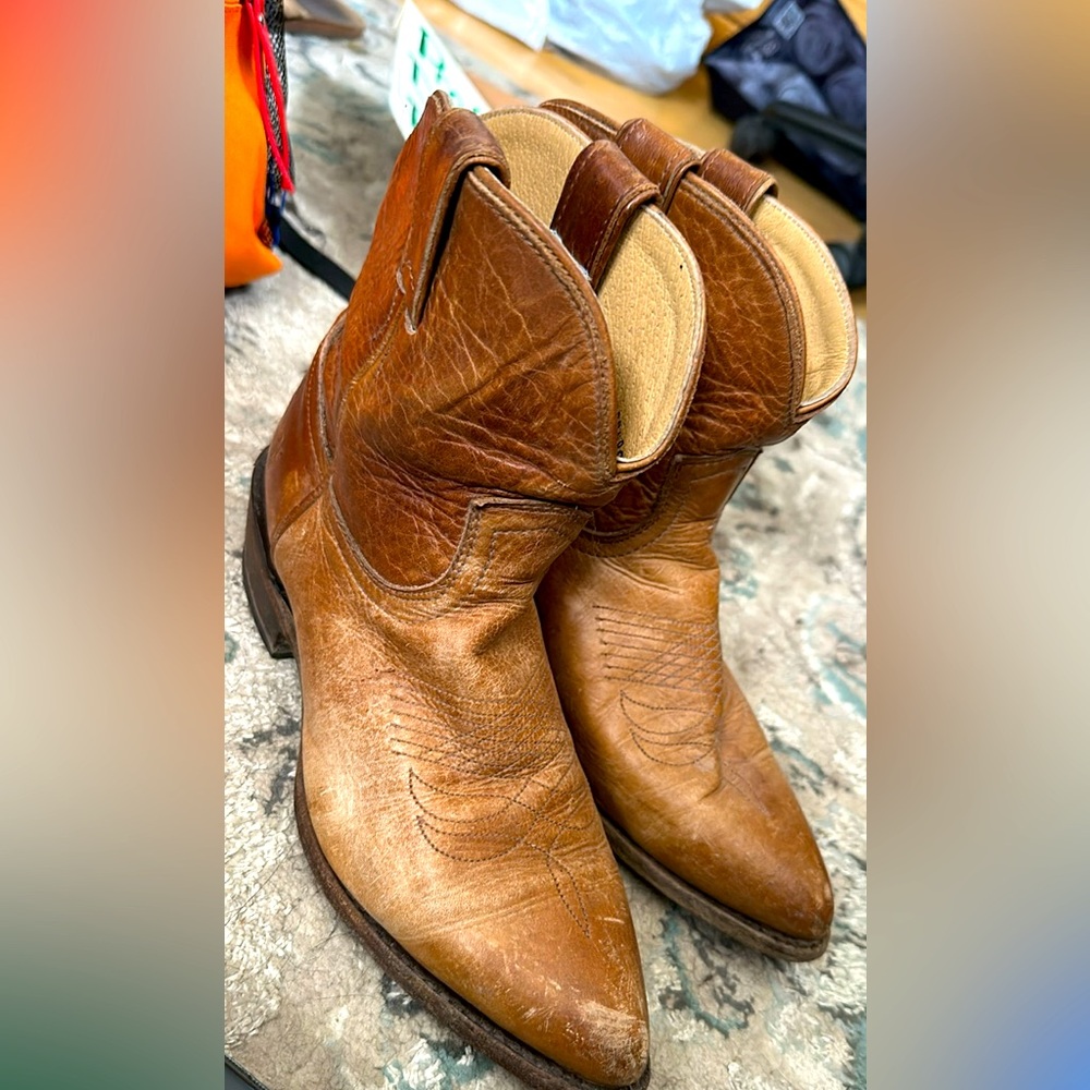 Frye cowboy ankle boots